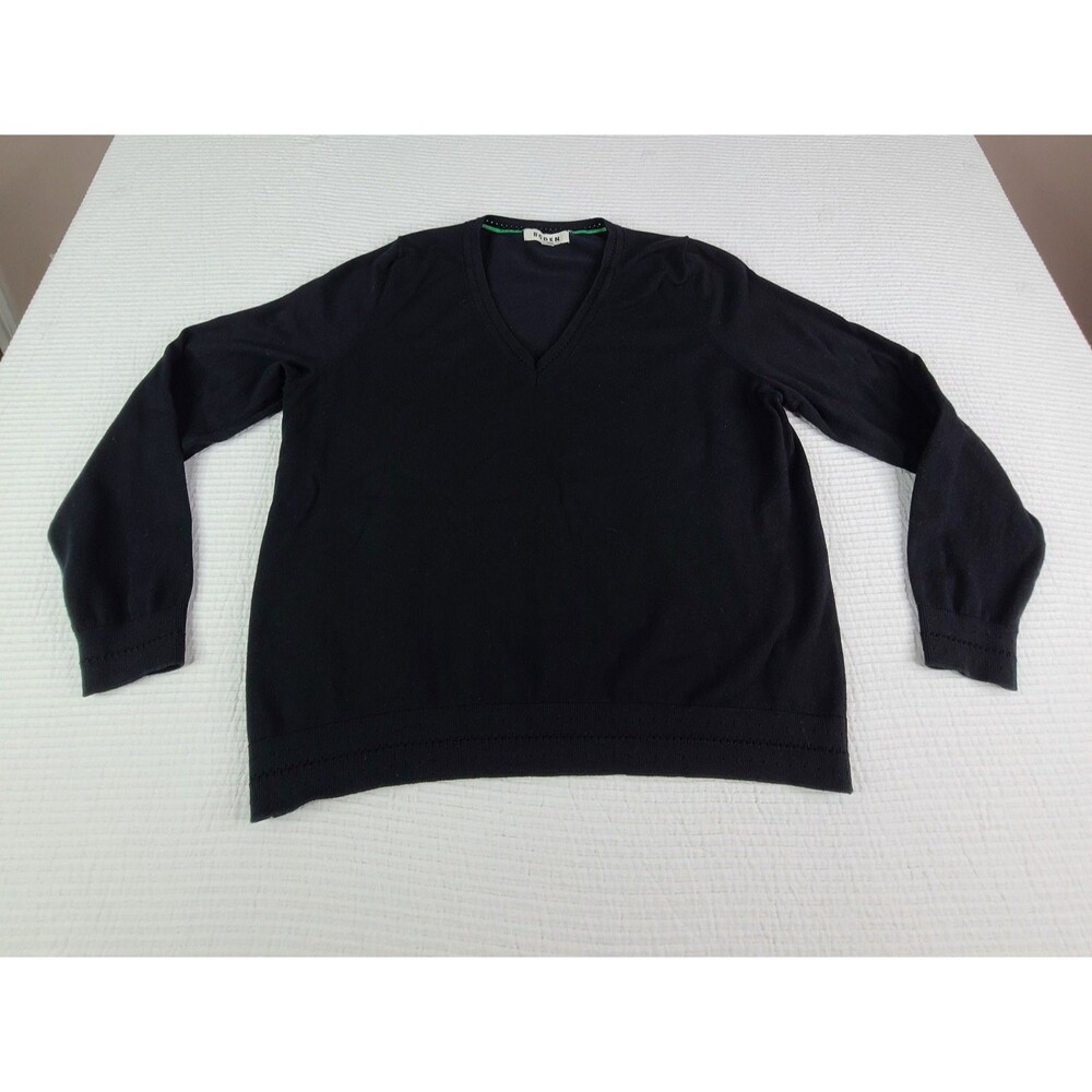 BODEN L Catriona Cotton Blend Crew Pullover Black Large